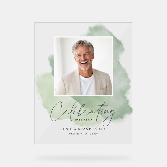 Personalized Celebration of Life Sign Modern Photo (Front)