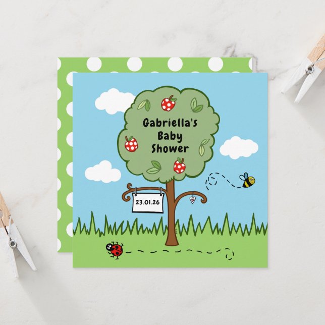 Personalized Celebration Tree Baby Shower Invite (Front/Back In Situ)