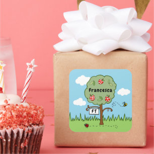 Personalized Celebration Tree Kid's Square Sticker