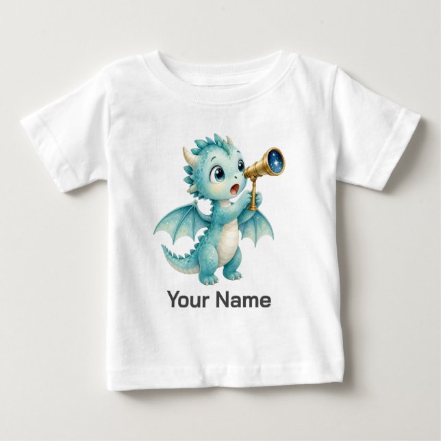 Personalized Celestial Adventure Dragon Baby T-Shirt (Front)
