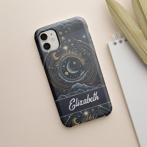 Personalized Celestial Crescent Moon And Stars iPhone 12 Case