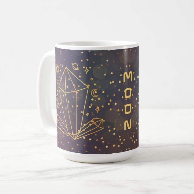 Personalized Celestial Crystals Space Doodles Mug (Front Left)
