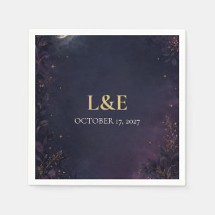 Personalized Celestial Gothic Wedding Cocktail Napkins