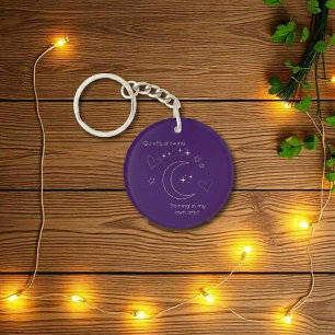 Personalized Celestial Line Art Purple Keychain