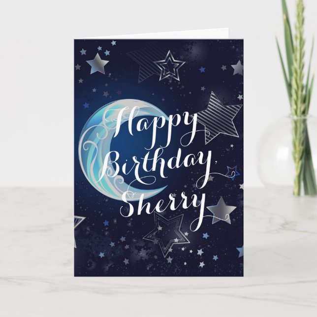 Personalized Celestial Moon Birthday Card (Front)