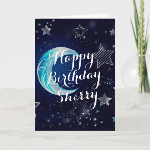 Personalized Celestial Moon Birthday Card