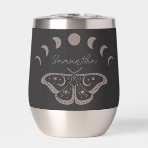 Personalized Celestial Moon Phase Thermal Wine Tumbler