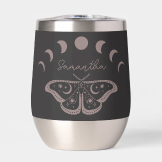 Personalized Celestial Moon Phase Thermal Wine Tumbler