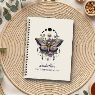 Personalized Celestial Moth & Moon Phases Witchy Planner