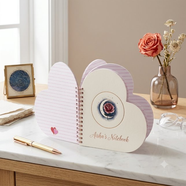 Personalized Celestial Rose Heart Spiral Notebook (Creator Uploaded)
