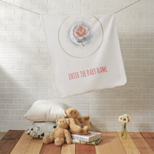 Personalized Celestial Rose Moon Baby Blanket - Cu