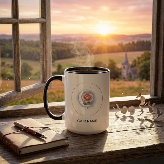 Personalized Celestial Rose & Moon Mug - Custom Na (Creator Uploaded)