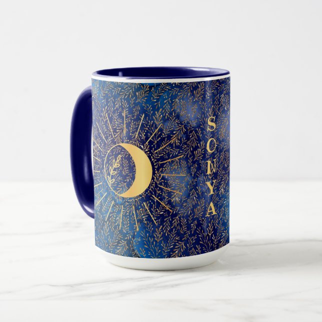 Personalized Celestial Sun and Moon 15 oz Mug (Front Left)