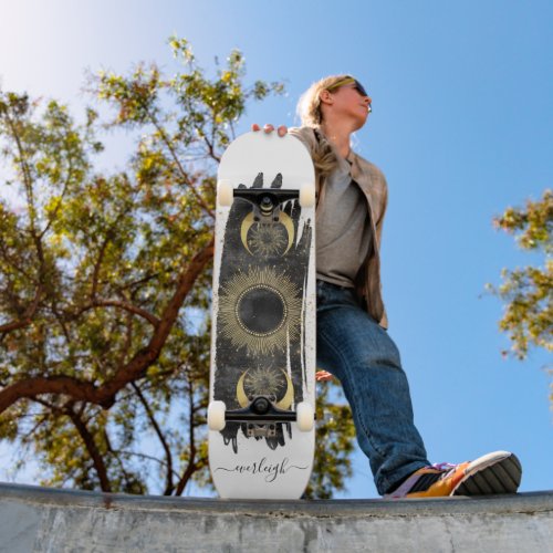Personalized Celestial Sun Moon Stars Skateboard