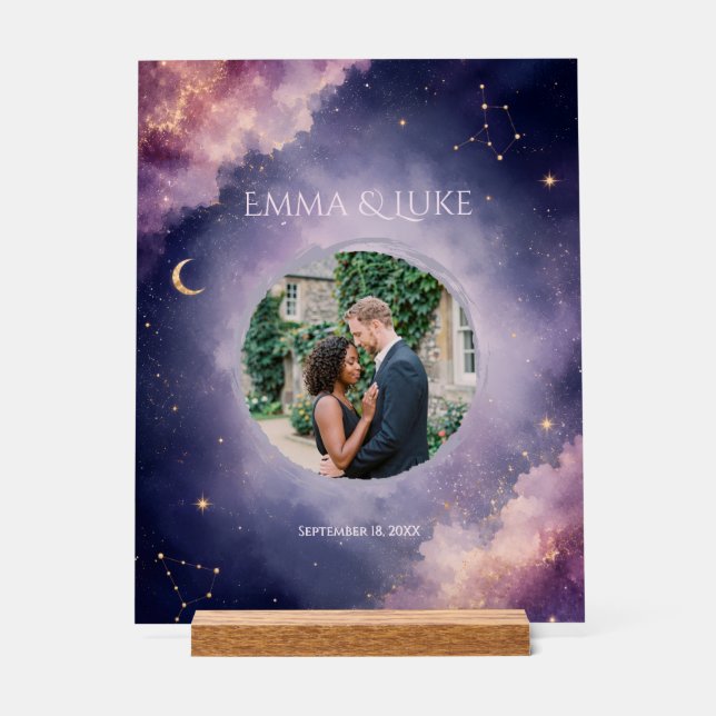 Personalized Celestial Wedding Acrylic Welcome Sign (Front)