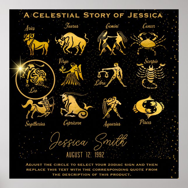 Personalized Celestial Zodiac Your Star Your Story Poster (Front)