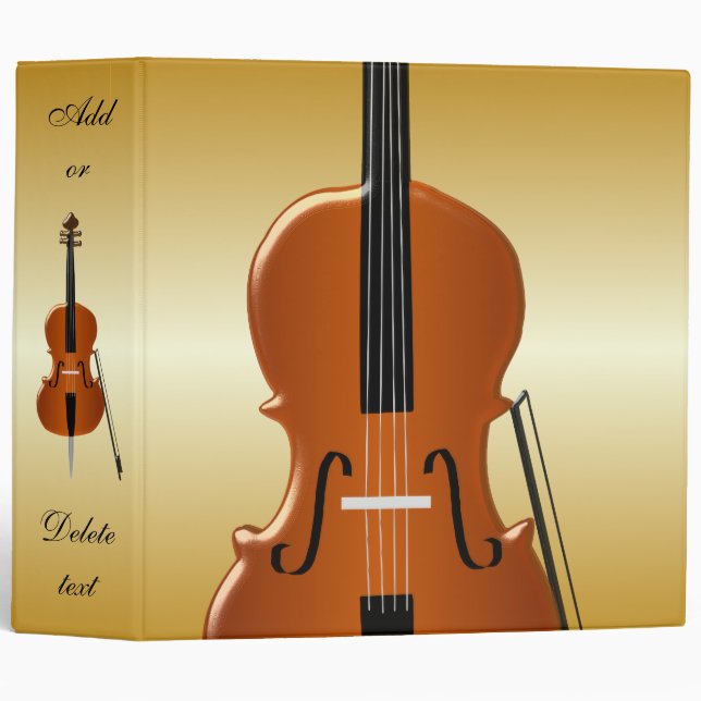 Personalized Cello Design 3 Ring Binder (Front/Spine)