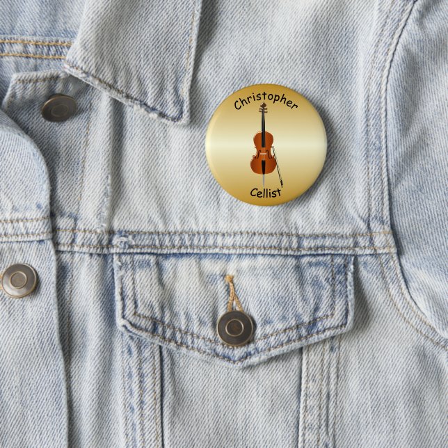 Personalized Cello Design Pinback Button (In Situ)