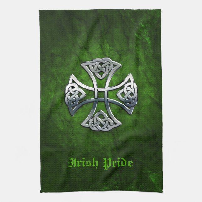 Personalized Celtic Cross Kitchen Towel (Vertical)