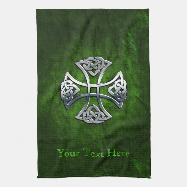 Personalized Celtic Cross Kitchen Towel (Vertical)