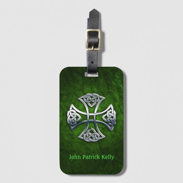Personalized Celtic Cross Luggage Tag (Front Vertical)