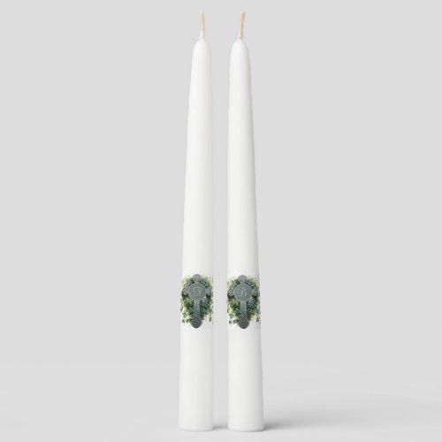 Personalized Celtic Cross Taper Candles  Monogram