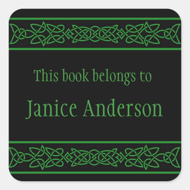 Personalized Celtic Knots Design Bookplate Sticker (Front)