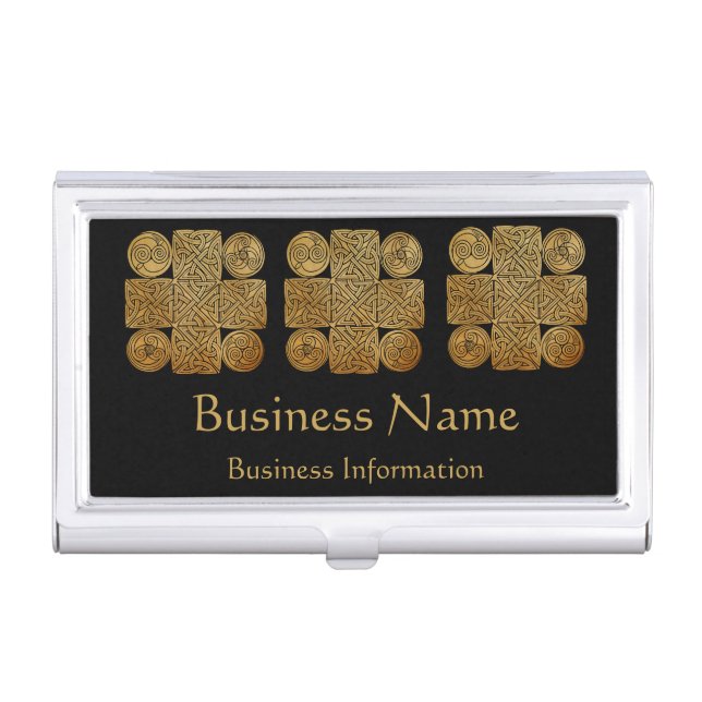 Personalized Celtic Knotwork Cross Business Card Case (Front)