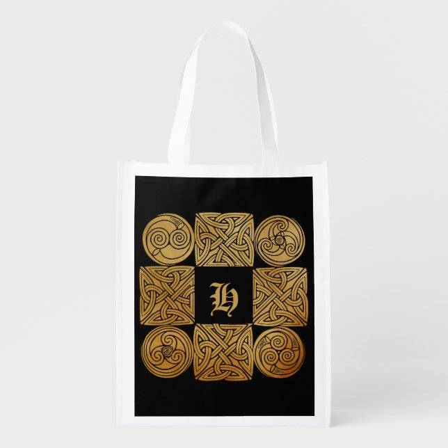 Personalized Celtic Knotwork Cross Grocery Bag (Front)
