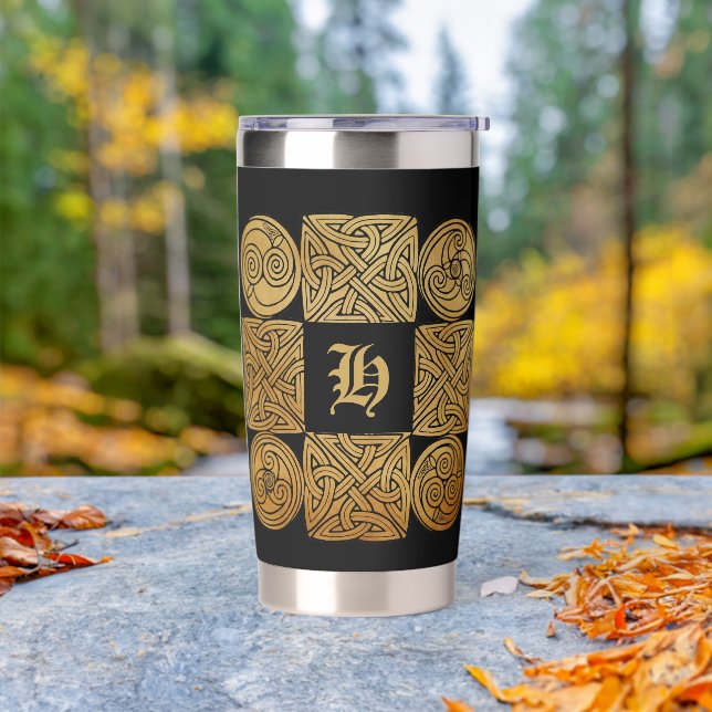 Personalized Celtic Knotwork Cross Insulated Tumbler (Outdoor)