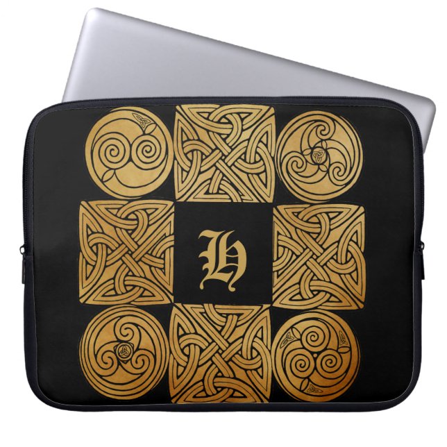 Personalized Celtic Knotwork Cross Laptop Sleeve (Front)