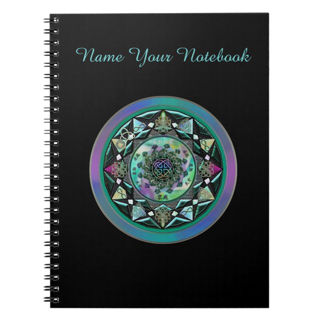 Personalized Celtic Mandala with Mystical Symbols Notebook (Front)