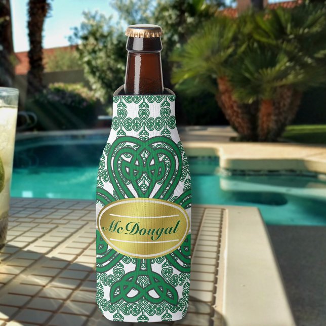 Personalized Celtic Shamrock Scroll Bottle Cooler (Creator Uploaded)