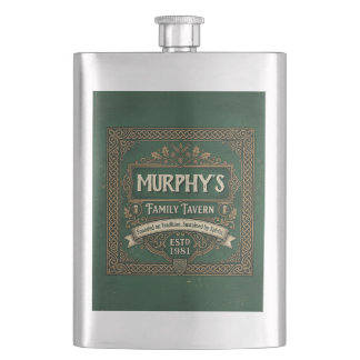 Personalized Celtic Tavern Vintage Green Whiskey Flask