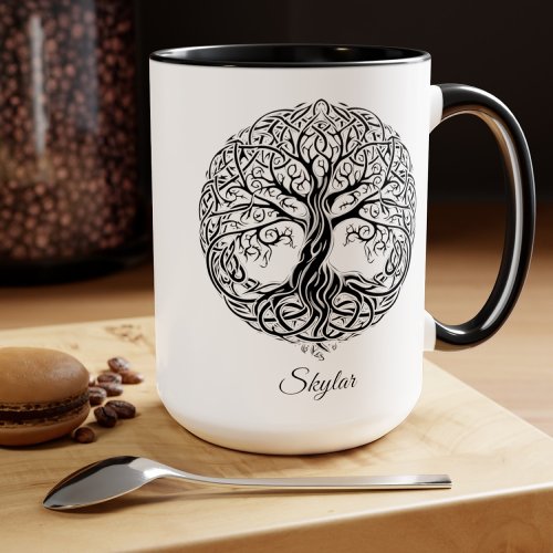 Personalized Celtic Tree Mug Scottish Gifts Two_Tone Coffee Mug
