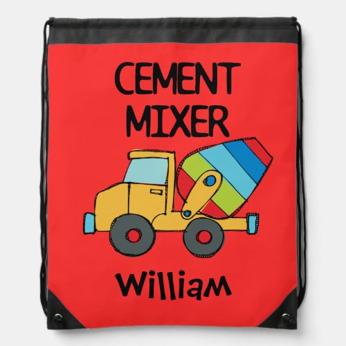Personalized Cement Mixer Drawstring Bag
