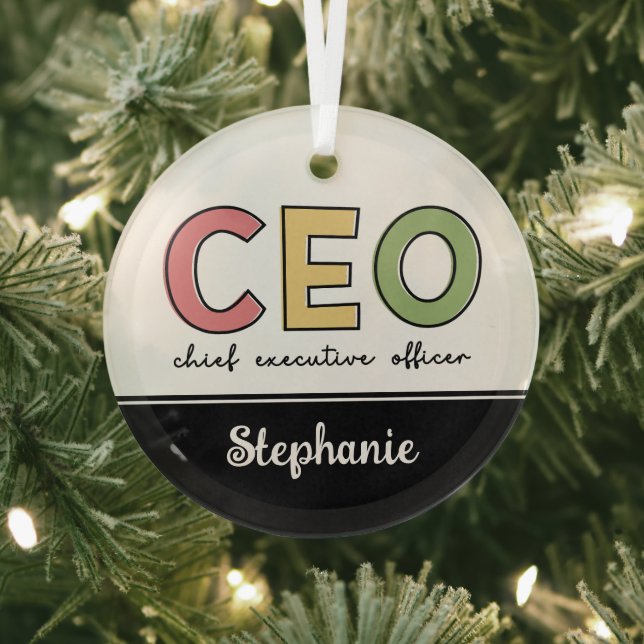 Personalized CEO Chief Executive Officer Boss Gift Glass Ornament (Insitu)