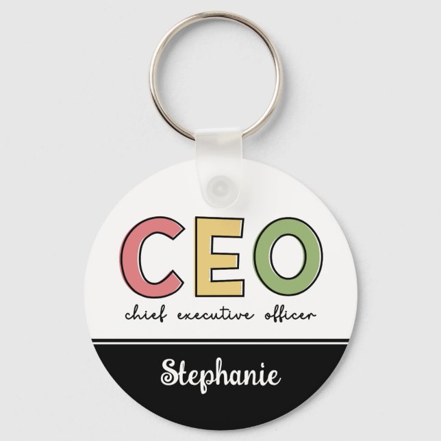 Personalized CEO Chief Executive Officer Boss Gift Keychain (Front)