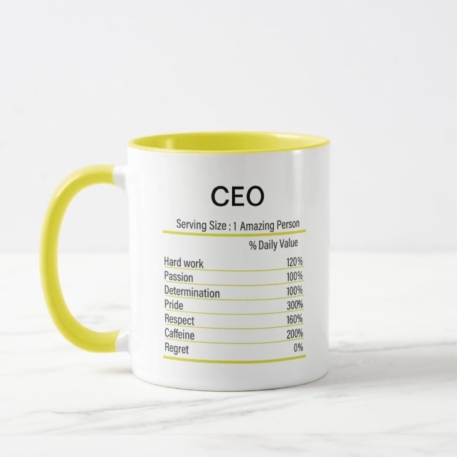 Personalized CEO Nutrition Facts, Nutrition Facts  Mug (Left)