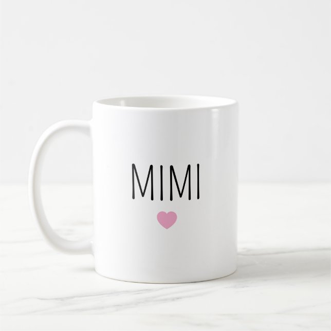 Personalized ceramic cute pink heart Mug for Mimi (Left)