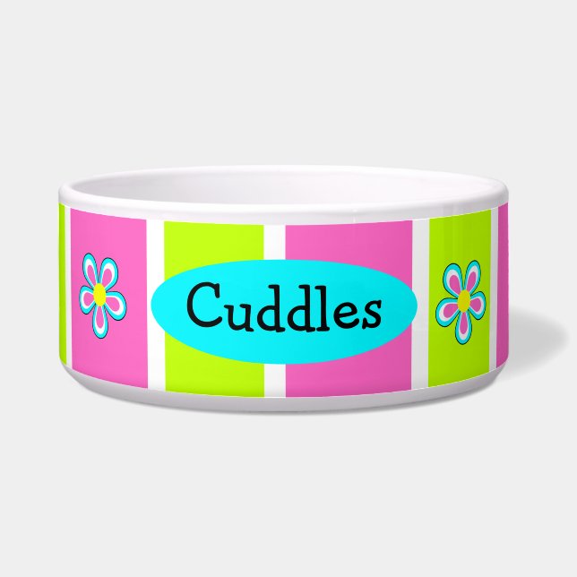 Personalized Ceramic Girl Dog Bowl (Front)