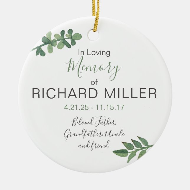 Personalized Ceramic Memorial Ornament (Front)