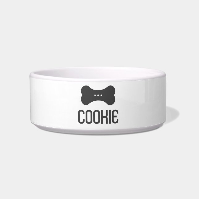 Personalized Ceramic Pet Bowl (Shadow Gray) (Front)