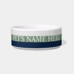 Personalized Ceramic Pet Bowl - Timeless Design<br><div class="desc">Give your furry friend the best dining experience with our Personalized Ceramic Pet Bowl. Made with high-quality ceramic material, this pet bowl is designed to provide a sturdy and durable surface for your pet's food and water. The classic white font on the navy, green and light gray bands gives a...</div>