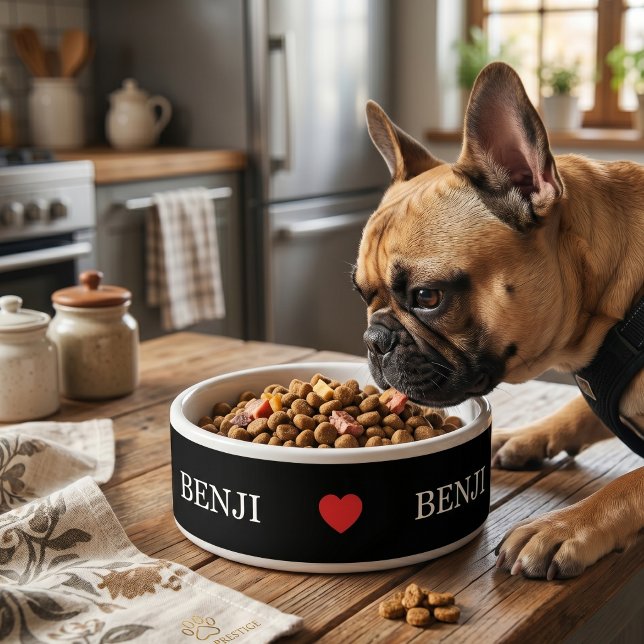 Personalized Ceramic Pet Bowl with Name & Red Hear (Creator Uploaded)