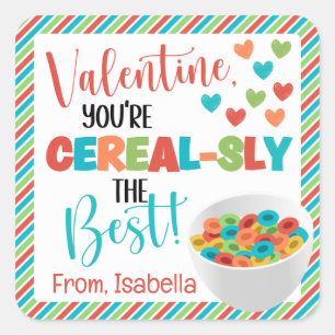 Personalized Cereal Valentine's Day Square Sticker