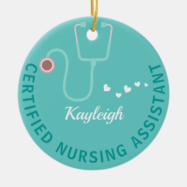 Personalized Certified Nurse Assistant stethoscope Ceramic Ornament (Front)