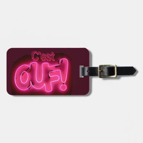 Personalized Cest Ouf Its Crazy Neon Pink  L Luggage Tag