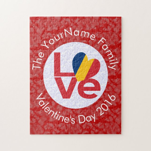 Personalized Chad Red LOVE Flag Jigsaw Puzzle (Vertical)