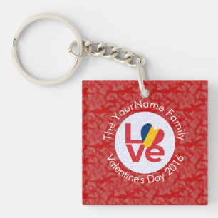 Personalized Chad Red LOVE Flag Keychain